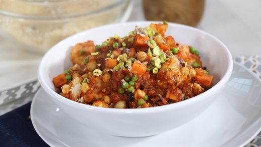 Sweet potato, cauliflower &amp; chickpea curry with couscous