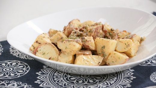 Classic potato salad with bacon and dill mayonnaise