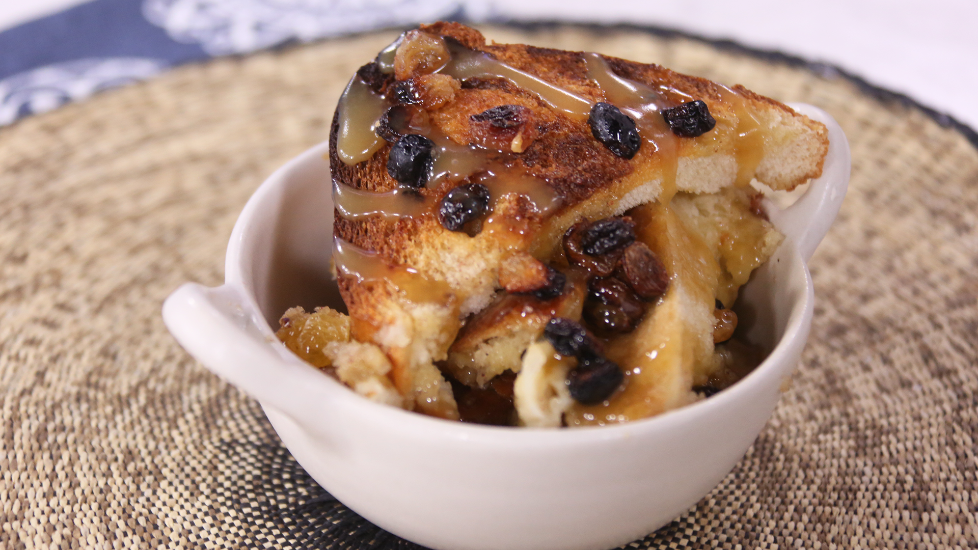Salted caramel bread and butter pudding