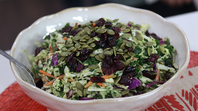 Thanksgiving slaw with kale and cabbage