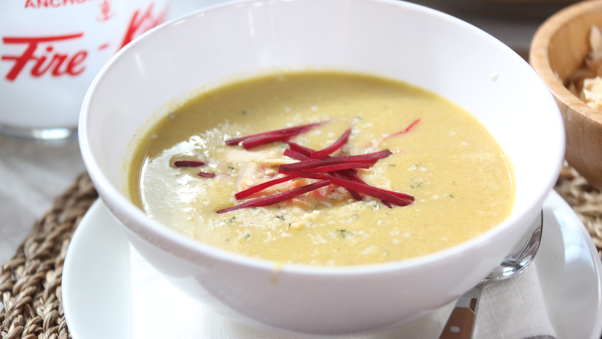 Yellow beet coconut soup