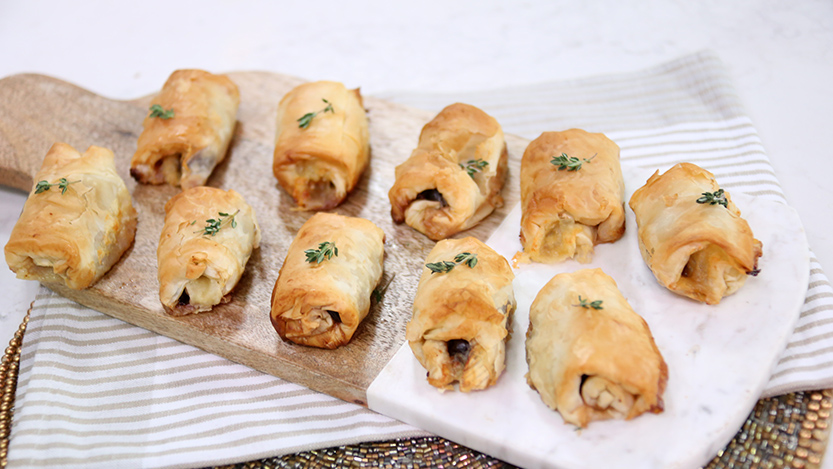 Brie and cherry phyllo rolls