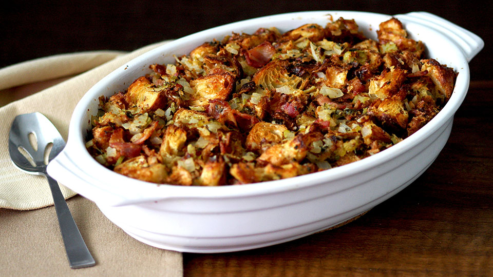 Bacon and onion croissant stuffing