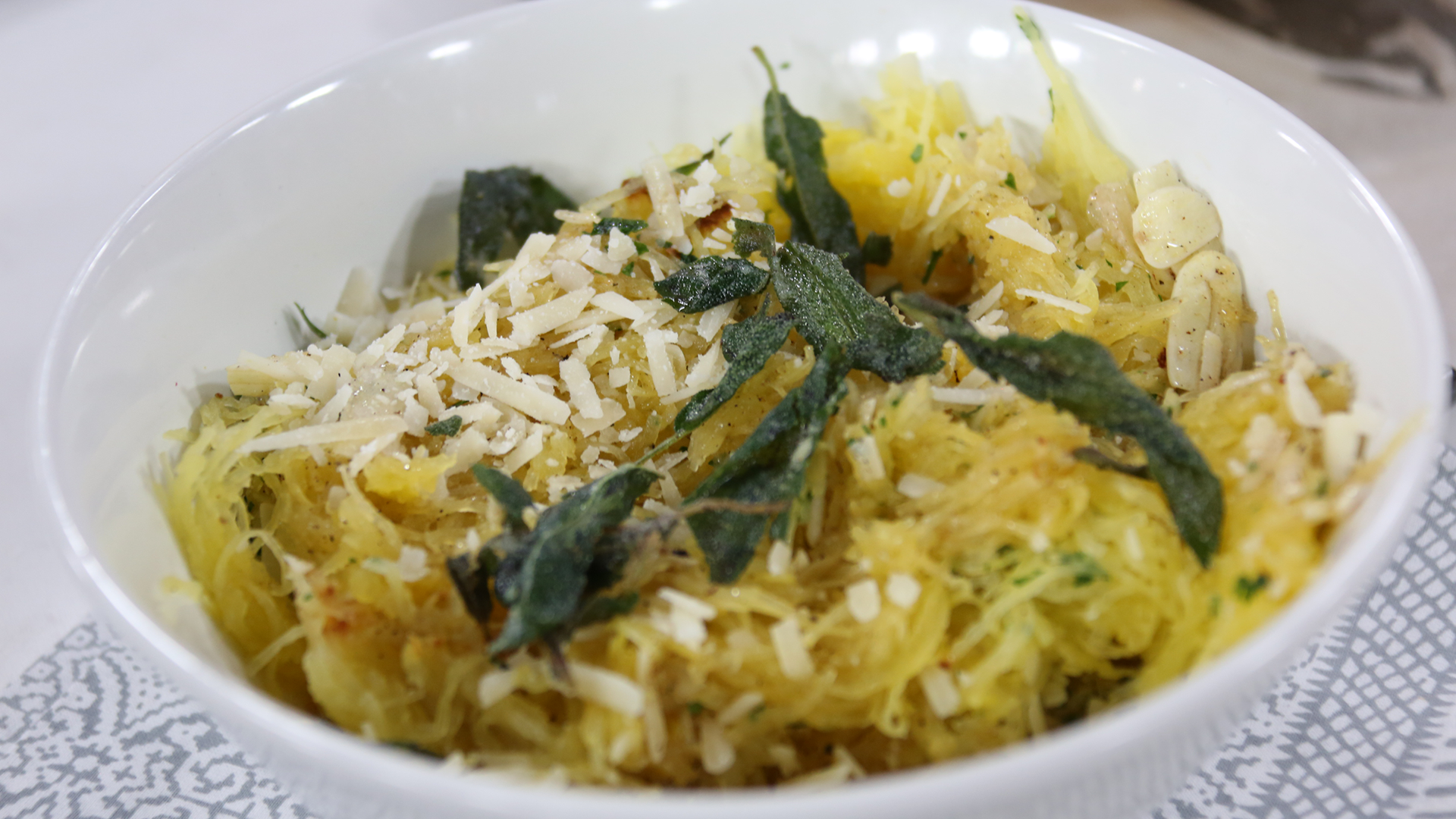 Spaghetti squash with brown butter, garlic and crispy sage