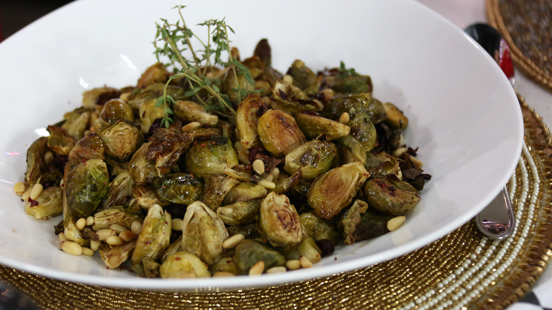Balsamic cranberry roasted Brussels sprouts