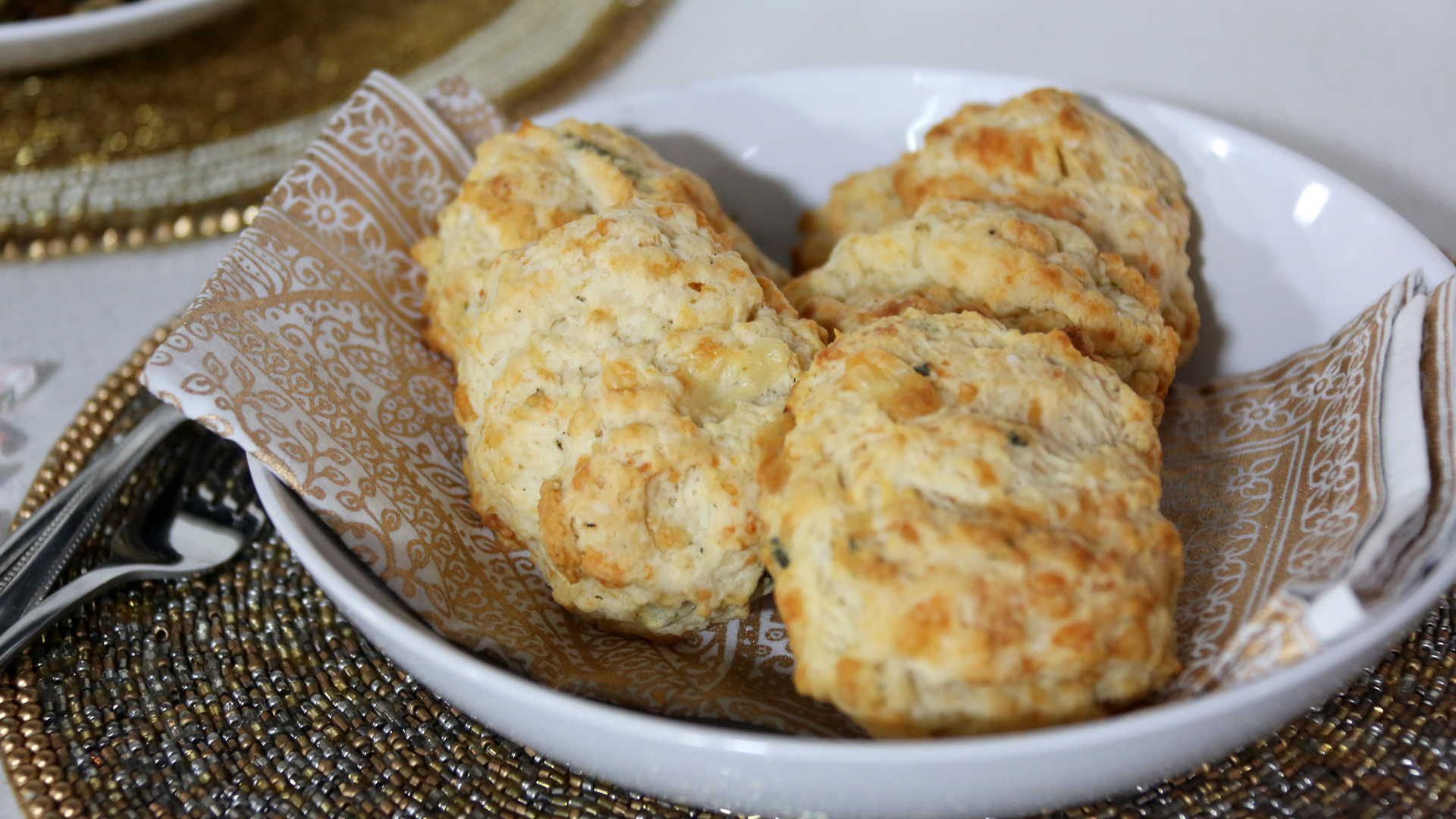 Cheddar sage biscuits with honey butter