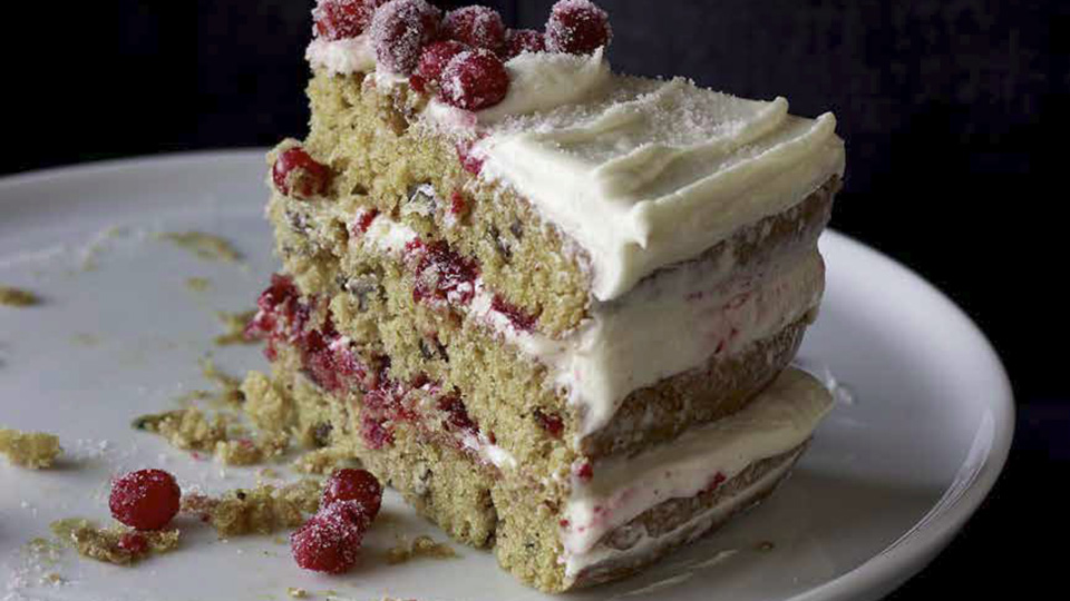 Triple-layer parsnip and cranberry cake