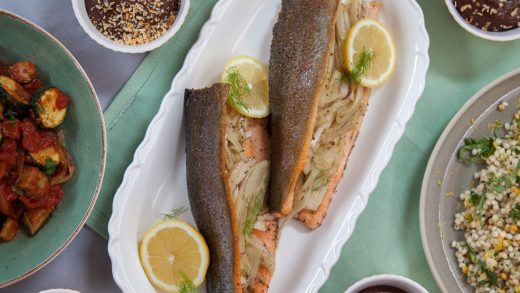 Whole broiled trout