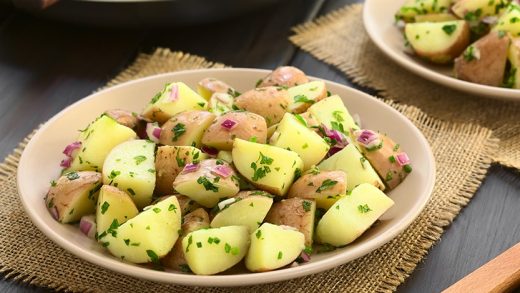 Classic potato salad with pickled jalapenos