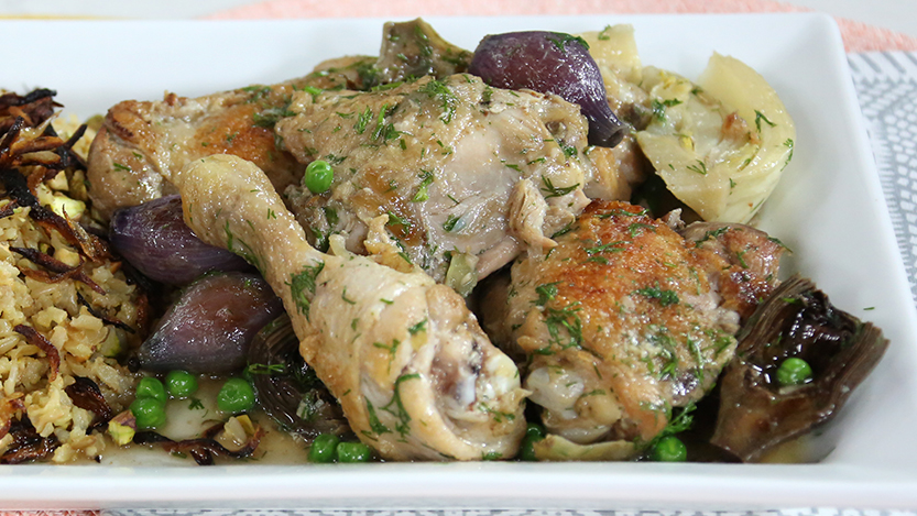 Braised chicken with Spring vegetables