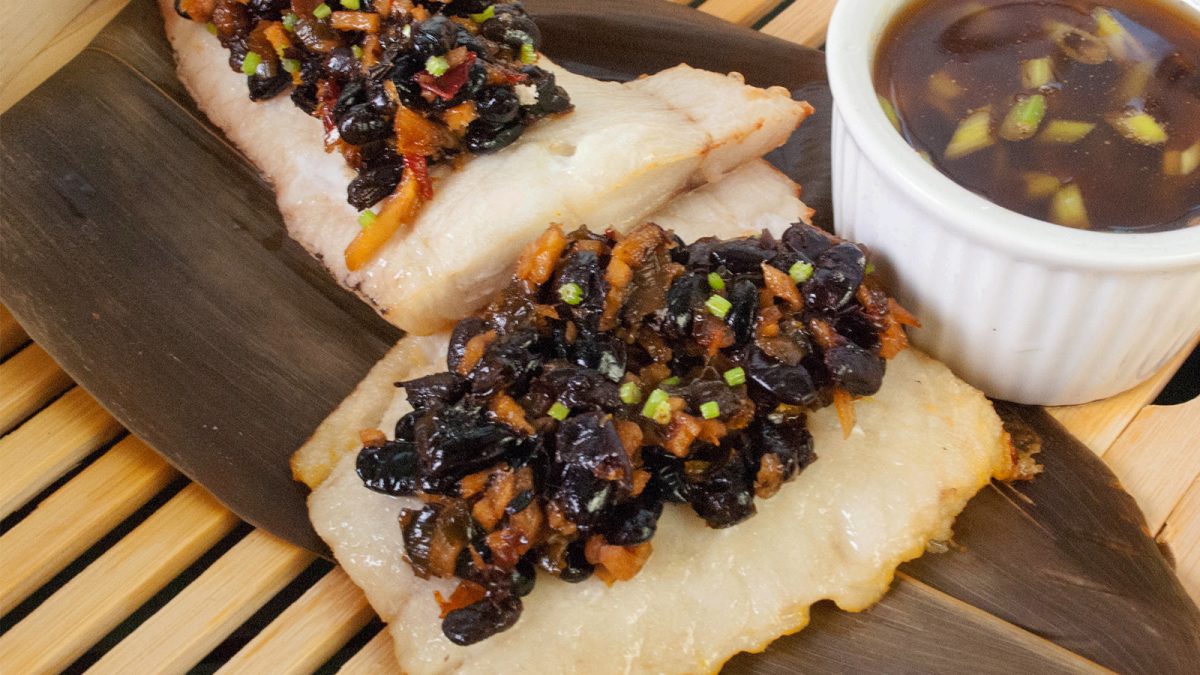 Bamboo steamed haddock with garlic and black beans