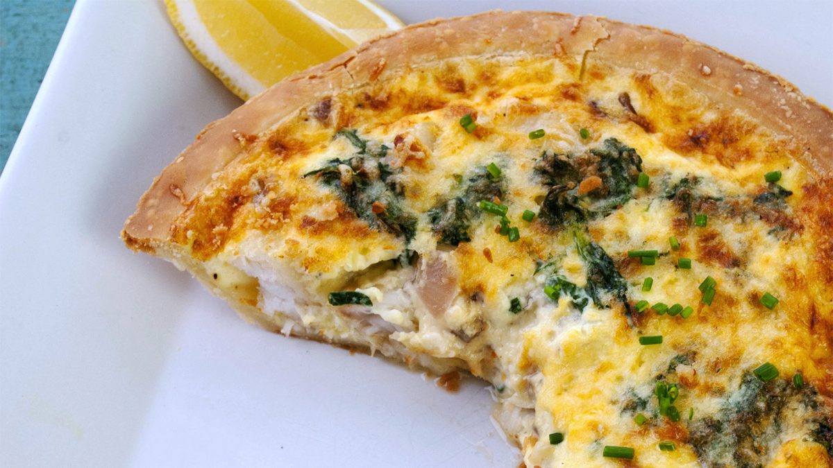 Creamy grouper and spinach tart
