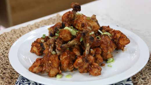 Chicken wing lollipops with Korean BBQ sauce