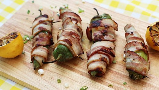 Bacon wrapped Anaheim chilli poppers