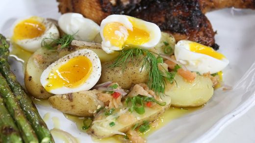 Potato salad with soft boiled eggs