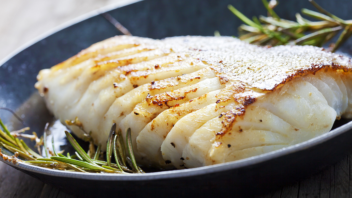 Pan-fried cod with zesty slaw