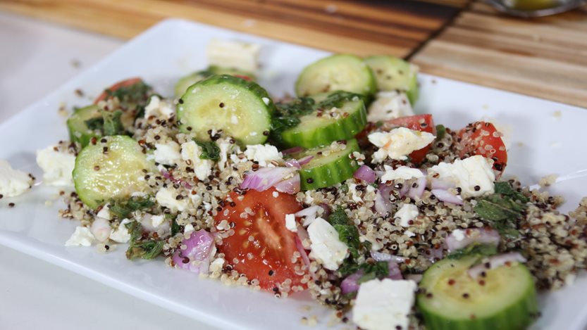 Quinoa salad with feta and fresh herbs