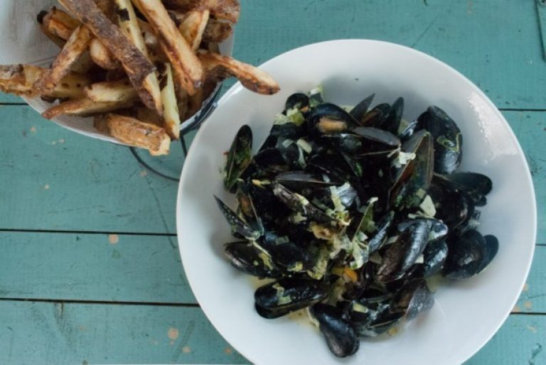 Creamy Dill Mussels With Sour Cream And Chive Fries