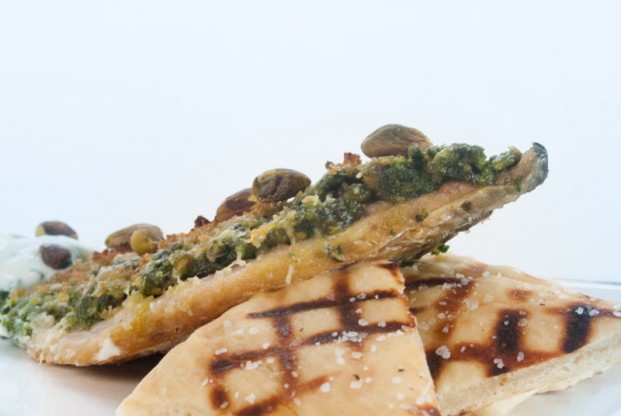 Pan seared mackerel with pistachio pesto