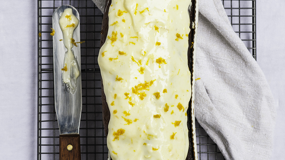 Carrot cake with orange blossom frosting