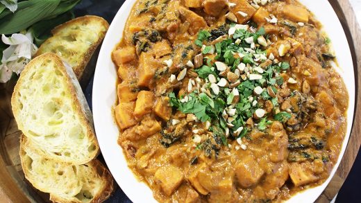 Spicy sweet potato and almond stew