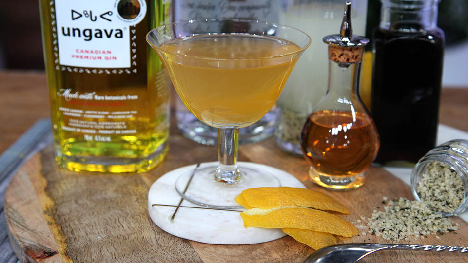 Martini with gin, Scotch whisky and orange bitters