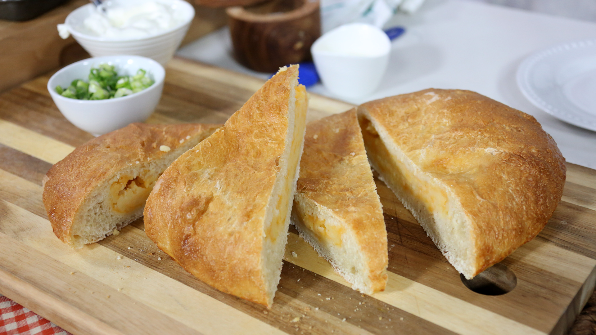 Potato cheddar “pierogi” bread