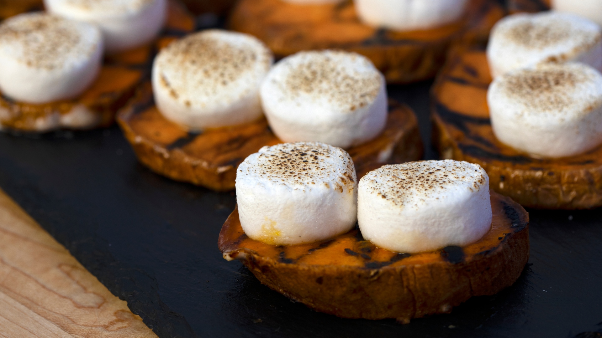 Grilled sweet potato with marshmallow
