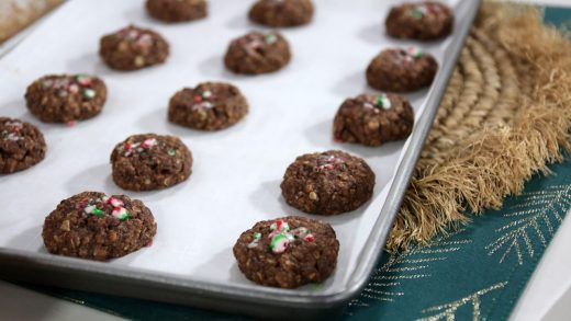 Double chocolate chip candy cane oatmeal cookies