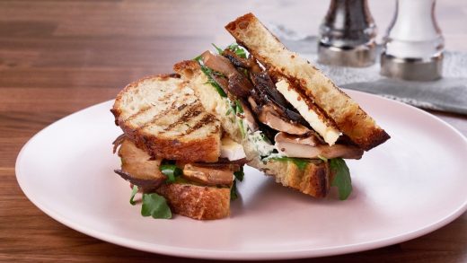 Mushroom sandwich with horseradish tarragon cream