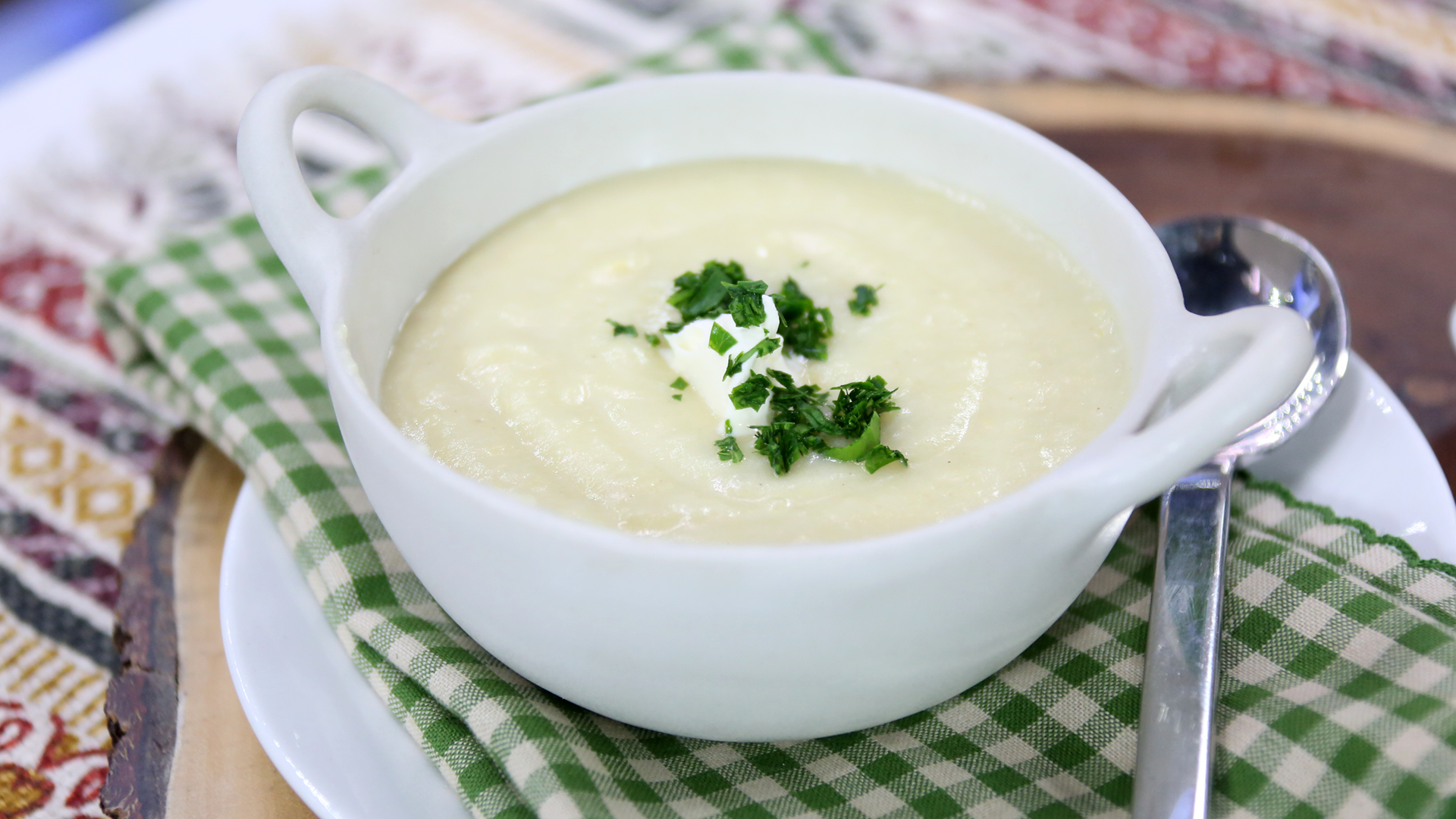 Classic cream of potato and leek soup