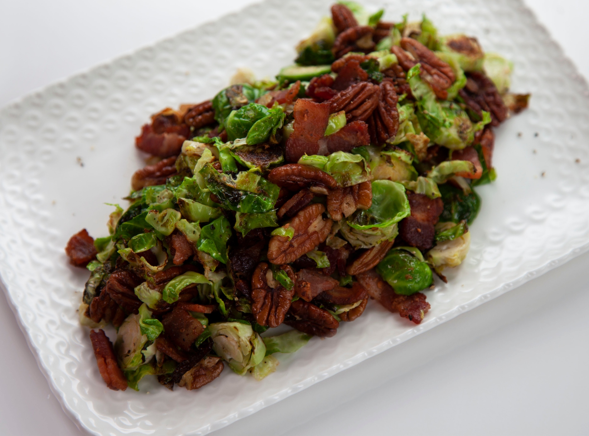 Warm Brussels sprouts and bacon