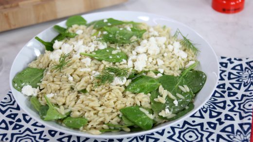 Orzo pasta with feta and spinach