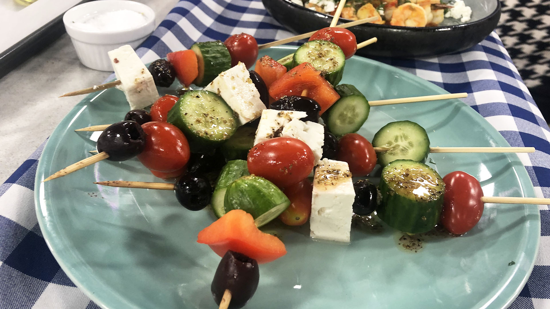 Greek salad on a skewer