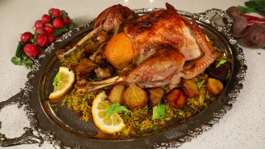Roast turkey with Iranian stuffing