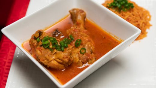Jollof rice with Nigerian chicken stew