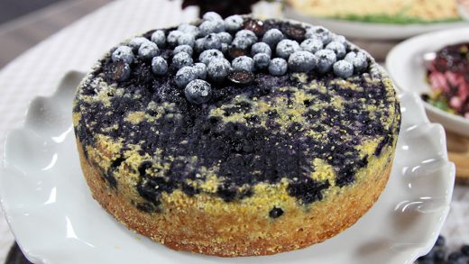 Blueberry upside-down lemon cake