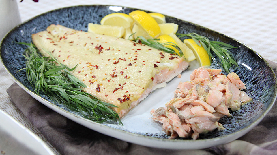 Slow-roasted salmon with tarragon-chive mayonnaise