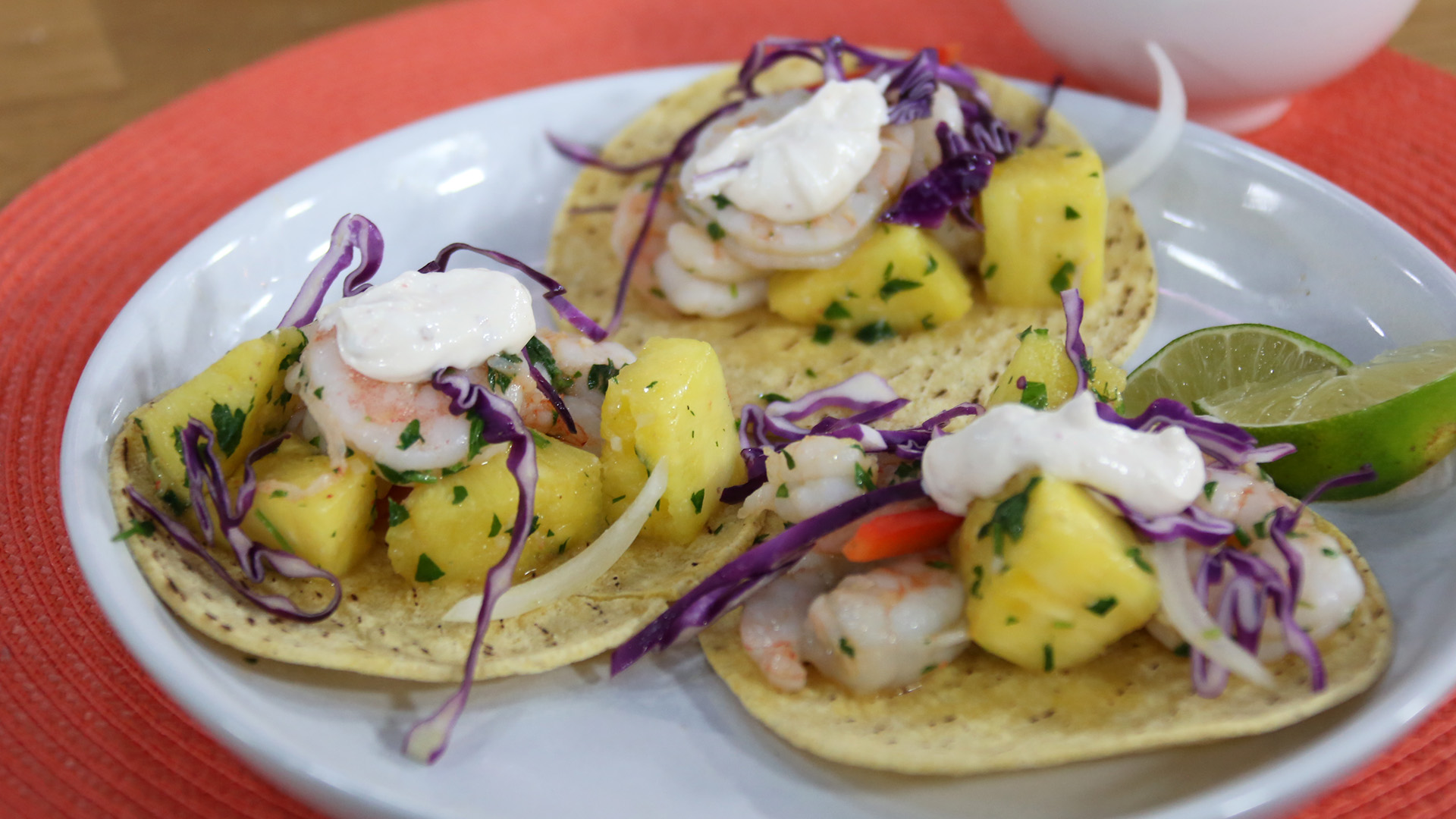 Grilled herb shrimp tacos with chipotle crema