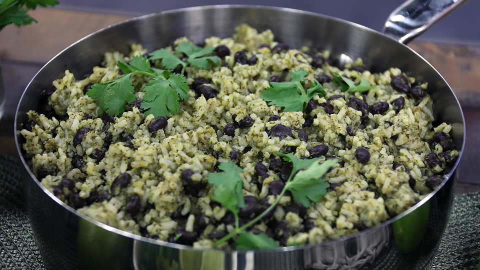 Mexican green rice and black beans