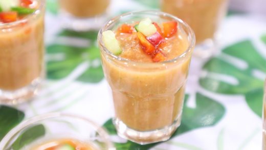 Chilled gazpacho party shooters