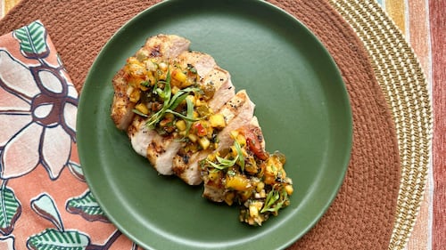 Grilled Pork Chops and Peach Salsa
