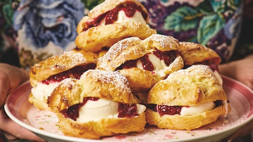 Raspberry Jam and Vanilla Ice Cream Profiteroles