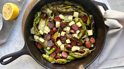 Shishito, Chorizo & Manchego Hot Skillet