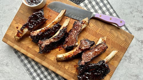 Coffee and Coriander Beef Ribs with Pomegranate BBQ Sauce