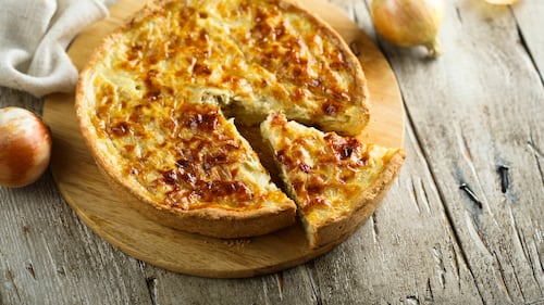 Simple Bacon, Onion and Cheese Brioche Breakfast Tart