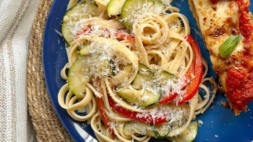Fettuccine with Zucchini and Peppers