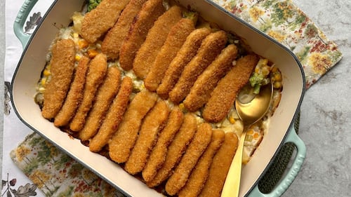 Cheddar Jalapeno Pot Pie with Chicken Finger Crust