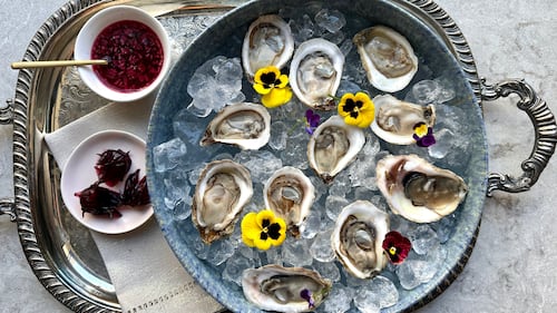 Oysters with Hibiscus Mignonette & Champagne