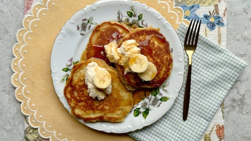 Banana Pancakes with Maple Whipped Ricotta